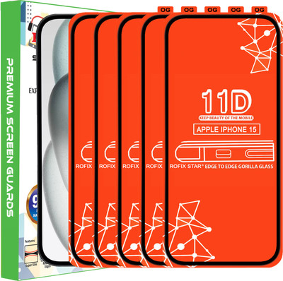 Rofix star Edge To Edge Tempered Glass for APPLE IPHONE 15(Pack of 5)