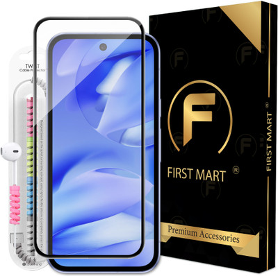 FIRST MART Edge To Edge Tempered Glass for Google Pixel 9A 5G, Google Pixel 9A, Pixel 9A 5G, OG Tempered Glass with Cable Protector(Pack of 1)