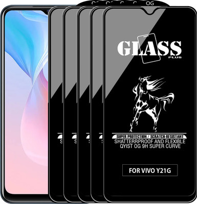 Qyist Edge To Edge Tempered Glass for VIVO Y21G(Pack of 5)
