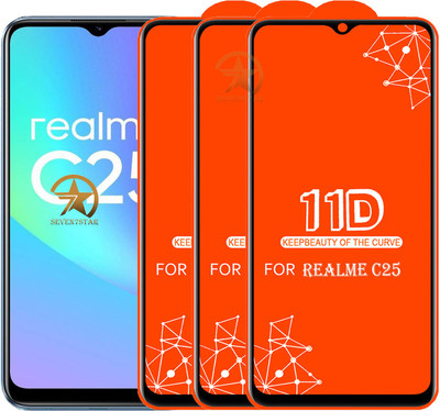SEVEN7STAR Edge To Edge Tempered Glass for REALME C25(Pack of 3)