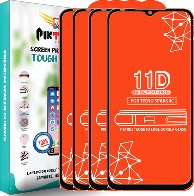 PikTrue Edge To Edge Tempered Glass for Tecno Spark 8C(Pack of 4)
