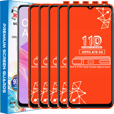 Rofix star Edge To Edge Tempered Glass for OPPO A78 5G(Pack of 5)