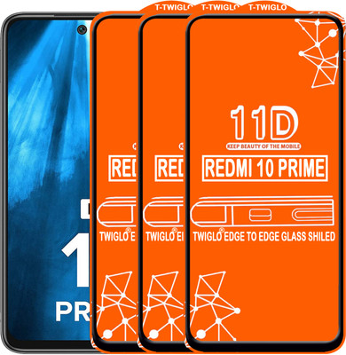 TWIGLO Edge To Edge Tempered Glass for REDMI 10 PRIME(Pack of 3)