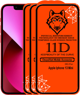 DeepzHub Edge To Edge Tempered Glass for iPhone 13 Mini(Pack of 3)