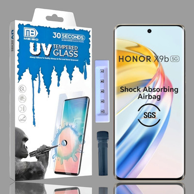 KadWaniya Edge To Edge Tempered Glass for Honor X9b 5G, HONOR X9B 5G, Meibo Series 3D Curved (30 Seconds Quick Paste) High Quality UV Liquide Glue Glass with Easy Installation Kit-082(Pack of 1)
