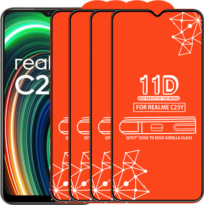 Qyist Edge To Edge Tempered Glass for Realme C25Y(Pack of 4)