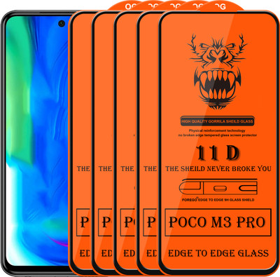 Forego Edge To Edge Tempered Glass for Poco M3 Pro(Pack of 5)