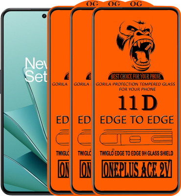 TWIGLO Edge To Edge Tempered Glass for ONEPLUS ACE 2V(Pack of 3)