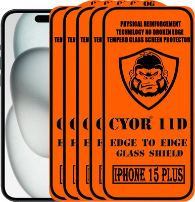 CYOR Edge To Edge Tempered Glass for IPHONE 15 PLUS(Pack of 5)