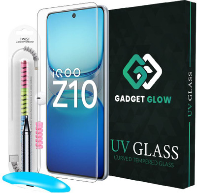 Gadget Glow Edge To Edge Tempered Glass for iQOO Z10 5G, iQOO Z10, Z10 5G, UV Glue Tempered Glass with Cable Protector(Pack of 1)