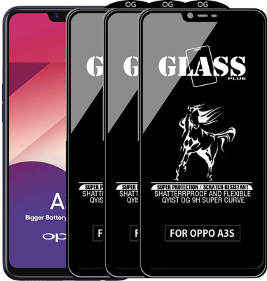 Qyist Edge To Edge Tempered Glass for Oppo A3s(Pack of 3)