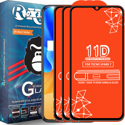 Roxel Edge To Edge Tempered Glass for Tecno Spark 7(Pack of 3)