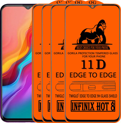 TWIGLO Edge To Edge Tempered Glass for Infinix Hot 8(Pack of 4)