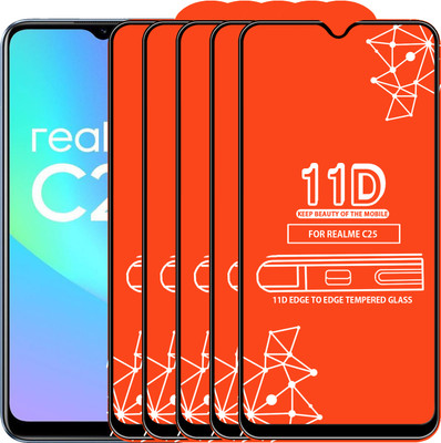 Roxel Edge To Edge Tempered Glass for Realme C25(Pack of 5)