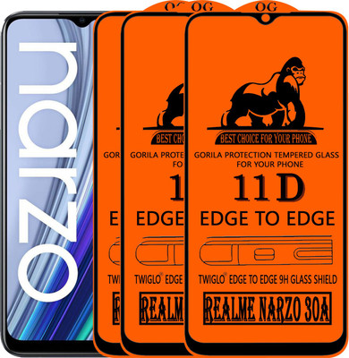 TWIGLO Edge To Edge Tempered Glass for REALME NARZO 30A(Pack of 3)