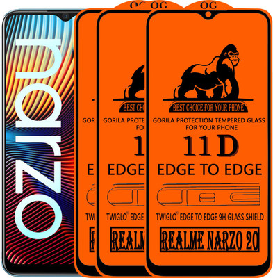 TWIGLO Edge To Edge Tempered Glass for REALME NARZO 20(Pack of 3)