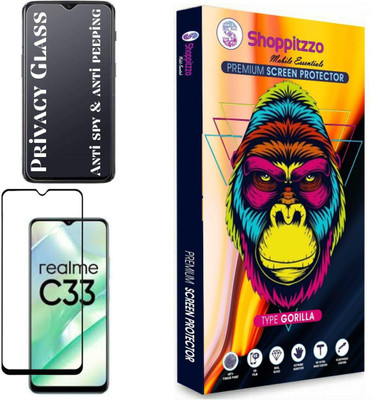 Shoppitzzo Edge To Edge Tempered Glass for realme C33**Privacy-Anti Spy-Anti Peeping**/Millitary Grade Tempered Glass/Full Screen Coverage-Edge to Edge/9H Hardness/With Easy Installation Kit(Pack of 1)