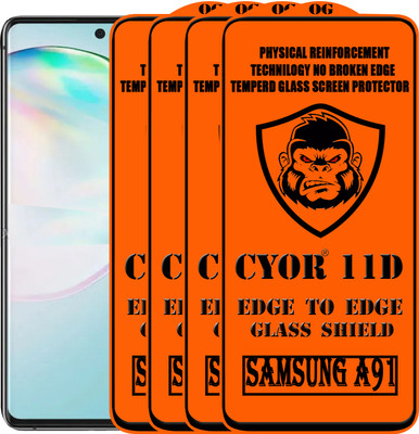 CYOR Edge To Edge Tempered Glass for SAMSUNG A91(Pack of 4)