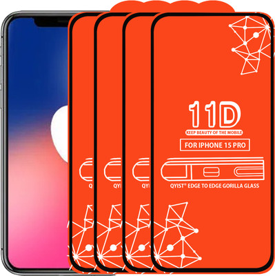 Qyist Edge To Edge Tempered Glass for Iphone 15 Pro(Pack of 4)
