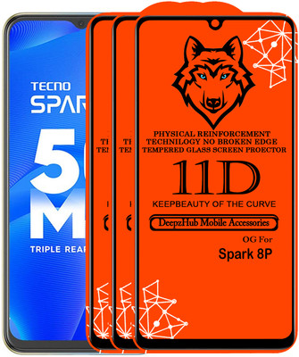 DeepzHub Edge To Edge Tempered Glass for Tecno Spark 8P(Pack of 3)
