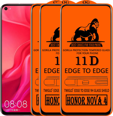 TWIGLO Edge To Edge Tempered Glass for HONOR NOVA 4(Pack of 3)