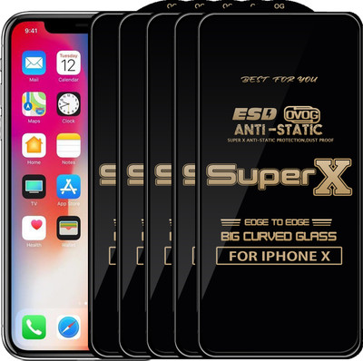 Qyist Edge To Edge Tempered Glass for Apple iPhone X(Pack of 5)