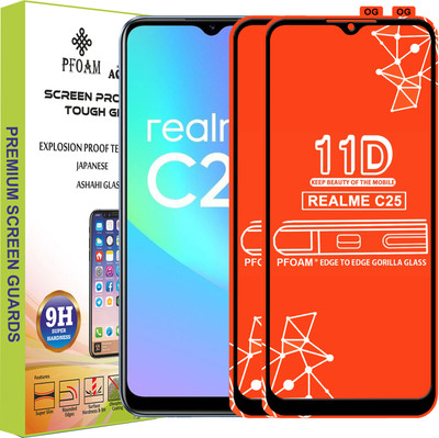 PFOAM Edge To Edge Tempered Glass for REALME C25(Pack of 2)