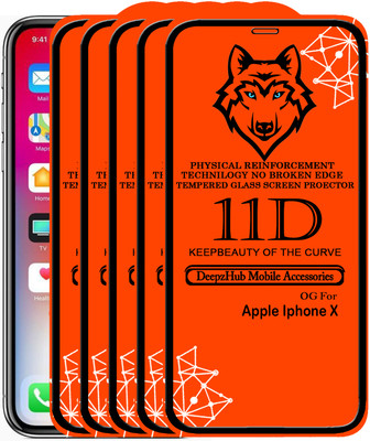 DeepzHub Edge To Edge Tempered Glass for Apple iPhone X(Pack of 5)