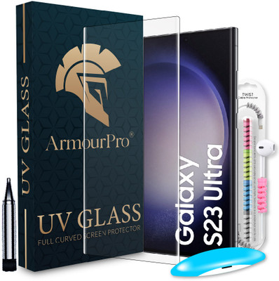ArmourPro Edge To Edge Tempered Glass for Samsung Galaxy S23 Ultra, Samsung S23 Ultra, UV Glue Tempered Glass with Cable Protector(Pack of 1)