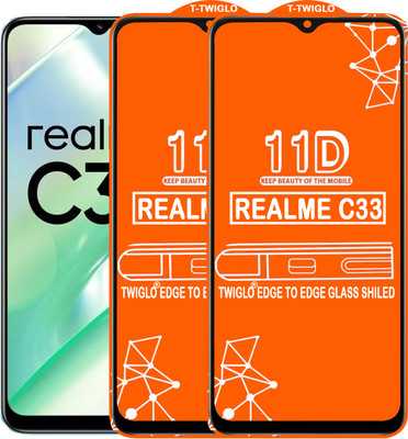 TWIGLO Edge To Edge Tempered Glass for REALME C33(Pack of 2)