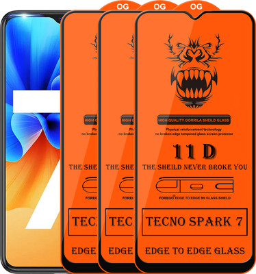 Forego Edge To Edge Tempered Glass for Tecno Spark 7(Pack of 3)