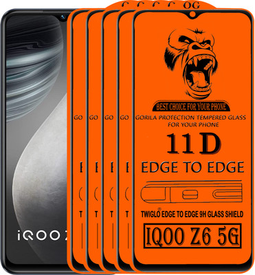 TWIGLO Edge To Edge Tempered Glass for IQOO Z6 5G(Pack of 5)