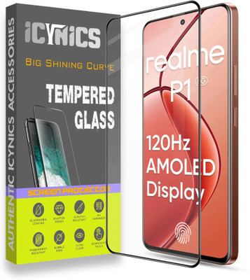ICYNICS Edge To Edge Tempered Glass for Realme P1 5G, Anti-Fingerprint, Waterproof, Oil-resistant, Bubble-Free, Anti-Static, Scratch Resistant Full Coverage with Wooden box to ensure safety(Pack of 1)