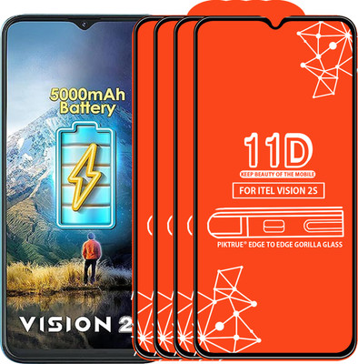 PikTrue Edge To Edge Tempered Glass for ITEL VISION 2S(Pack of 4)