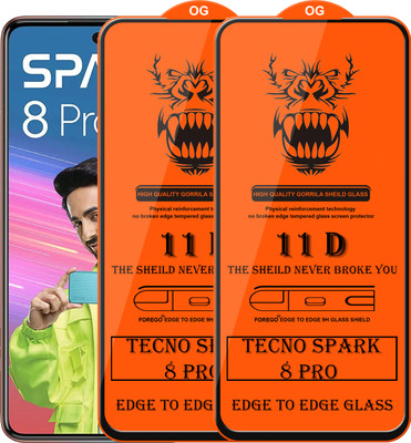 Forego Edge To Edge Tempered Glass for Tecno Spark 8 Pro(Pack of 2)