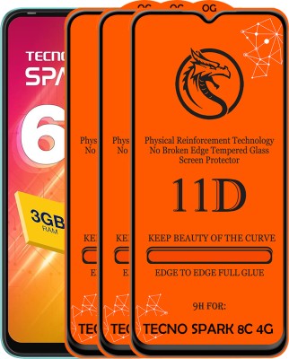 Pidgeot Edge To Edge Tempered Glass for Tecno Spark 8C 4G(Pack of 3)