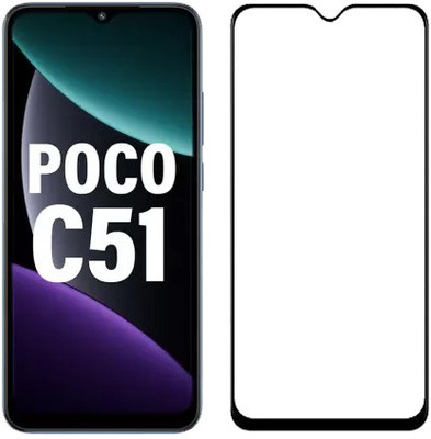 HOBBYTRONICS Edge To Edge Tempered Glass for POCO C51, Poco C51(Pack of 1)