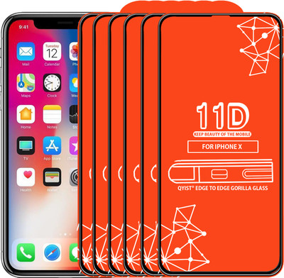 Qyist Edge To Edge Tempered Glass for Apple iPhone X(Pack of 6)