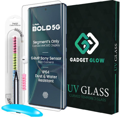 Gadget Glow Edge To Edge Tempered Glass for LAVA Bold 5G, LAVA Bold, Lava Blaze Duo 5G, Lava Blaze Duo, UV Glue Tempered Glass with Cable Protector(Pack of 1)