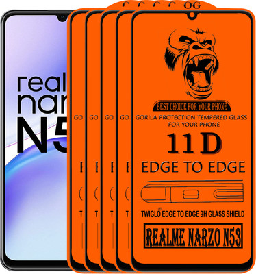 TWIGLO Edge To Edge Tempered Glass for REALME NARZO N53(Pack of 5)