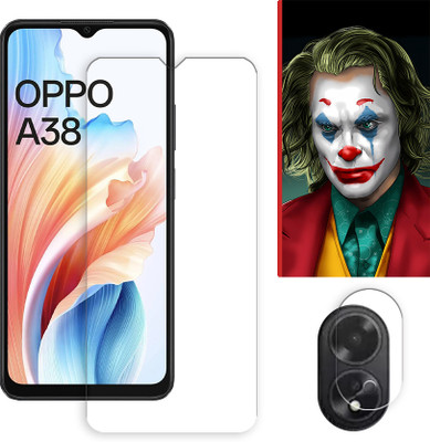 ARBAN Edge To Edge Tempered Glass for Oppo A38 4G FRONT Tempered Screen Protector | Anti-Scratch | Edge to Edge Full Coverage | 9H Hardness ( 1 FRONT SCREEN GUARD + 1 CAMERA LENS PROTECTOR + 1 FREE BACK EMBOSSED SKIN026 )(Pack of 1)