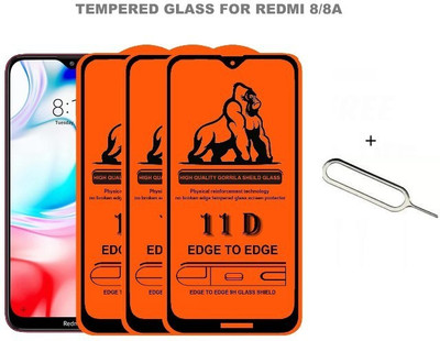 tendwell Edge To Edge Tempered Glass for Mi Redmi 8, Mi Redmi 8A(Pack of 3)