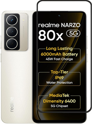 BRENZZ Edge To Edge Tempered Glass for realme Narzo 80x 5G, realme Narzo 80x(Pack of 1)