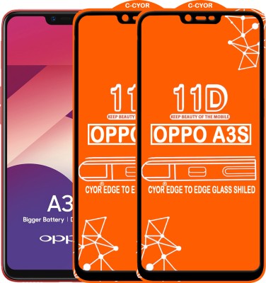 CYOR Edge To Edge Tempered Glass for Oppo A3s(Pack of 2)