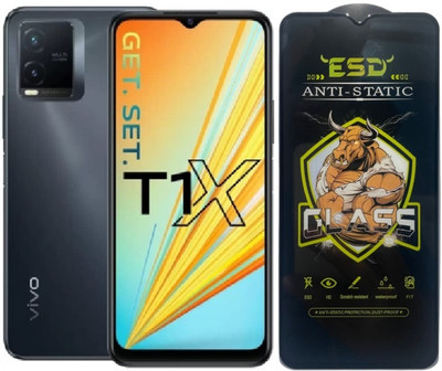 Obstinate Edge To Edge Tempered Glass for Vivo T1x, BLATE ESD, Bull King ESD, Edge to Edge, Anti Static, Dustproof(Pack of 1)