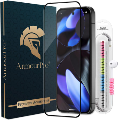 ArmourPro Edge To Edge Tempered Glass for Google Pixel 9, Google Pixel 9 5G, Pixel 9 5G, OG Tempered Glass with Cable Protector(Pack of 1)