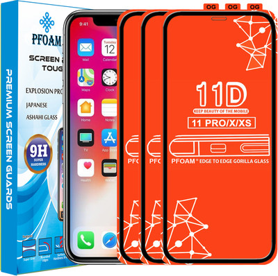PFOAM Edge To Edge Tempered Glass for Apple iPhone X(Pack of 3)