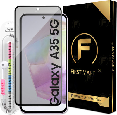FIRST MART Edge To Edge Tempered Glass for Samsung Galaxy A35 5G, Samsung A35 5G, Samsung Galaxy A55 5G, Samsung M35 5G, Matte OG Tempered Glass with Cable Protector(Pack of 1)