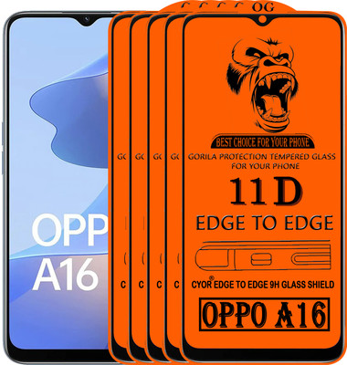 CYOR Edge To Edge Tempered Glass for OPPO A16(Pack of 5)