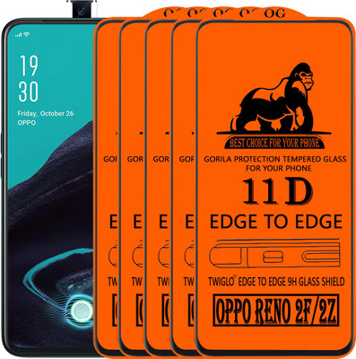 TWIGLO Edge To Edge Tempered Glass for Oppo Reno2 F(Pack of 5)